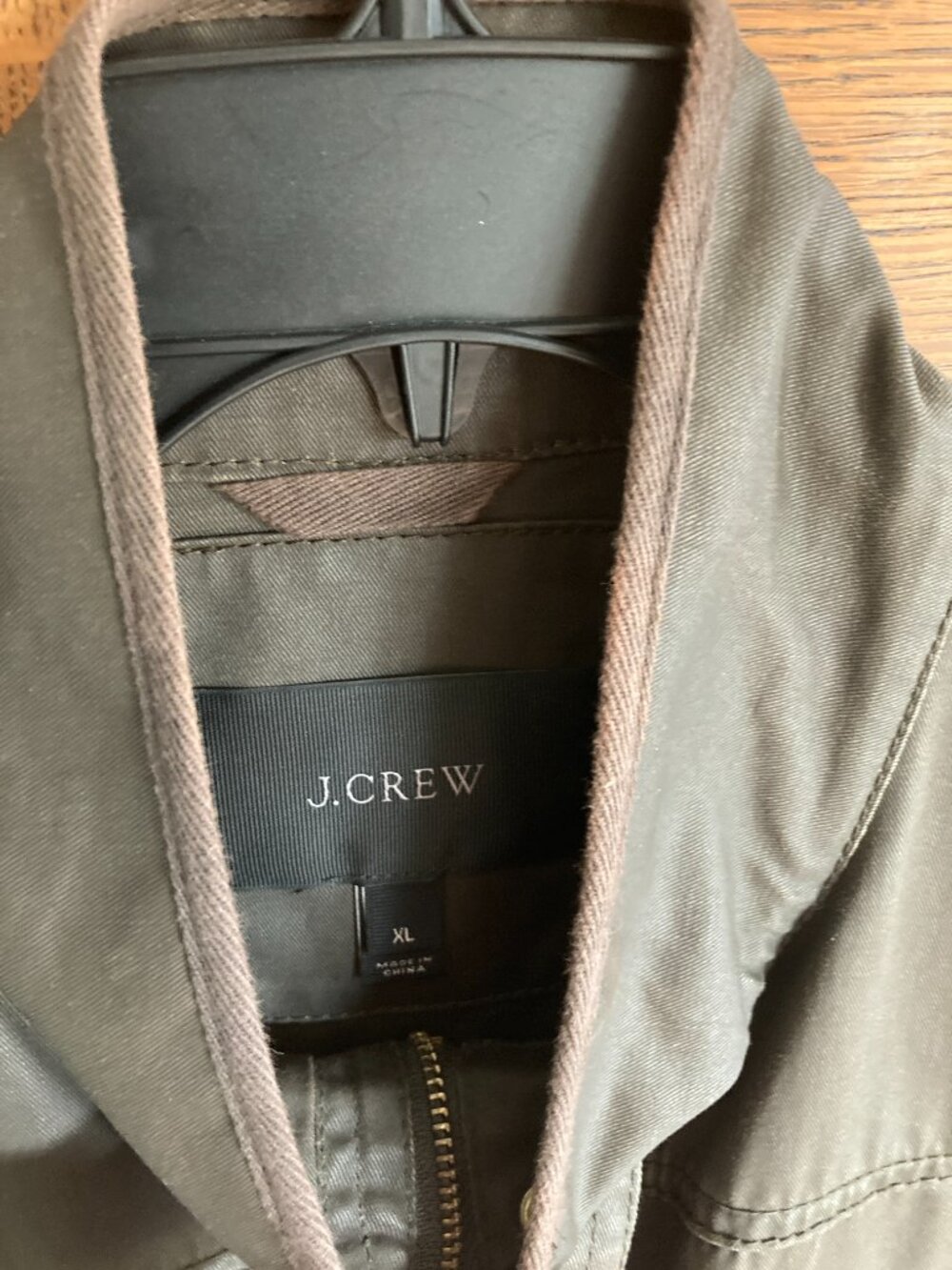 J Crew Field Jacket, XL, olive w/gold snaps & hidden zipper, good used condition - Picture 11 of 16